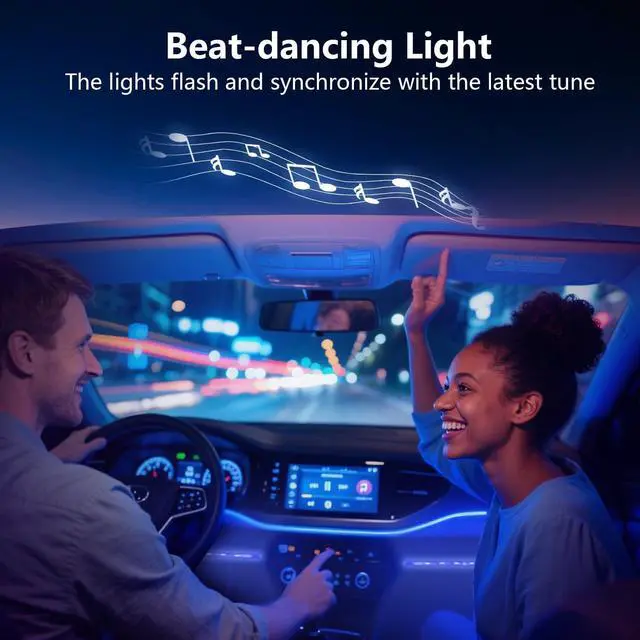 Alt view image 3 of 7 - FCPVHOY Car Led Lights Interior with Smart APP Control,  Sync Music,DIY Mode,Multicolor led Car interior Light Kits,5V USB Led Lights for Cars, Trucks, SUVs
