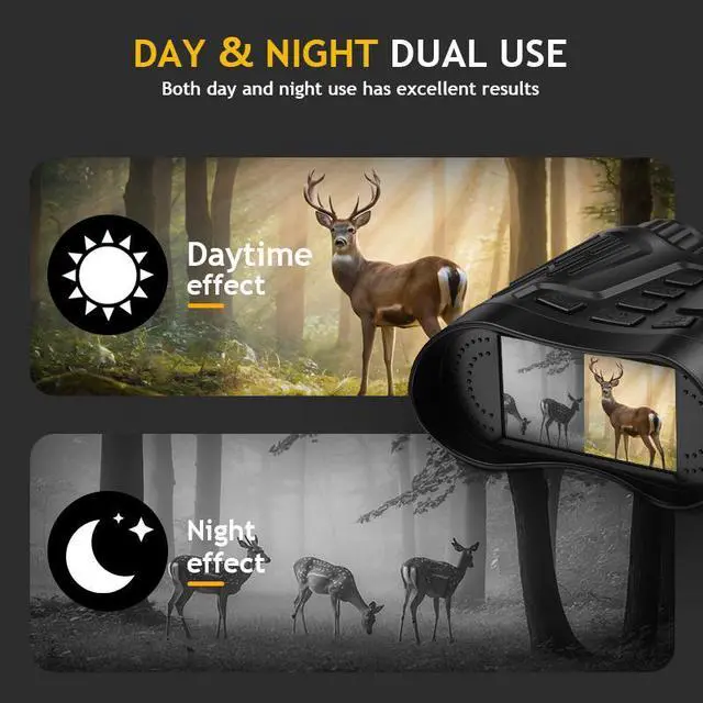 Alt view image 3 of 7 - FCPVHOY Night Vision Goggles - Full-Color 4K Night Vision Binoculars for Adults, 8X Digital Zoom & 7-Level Infrared, Type-C Fast Charging, 32GB TF Card, 3.2'' HD Screen for Camping