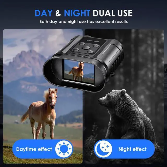 Alt view image 3 of 7 - FCPVHOY Night Vision Goggles,Compact Night Vision Binoculars,32GB Card Included, Photo/Video Capture,Outdoor Tools for Education, Wildlife Watching,Gifts for Boy, Gifts for Men, Gifts for Father
