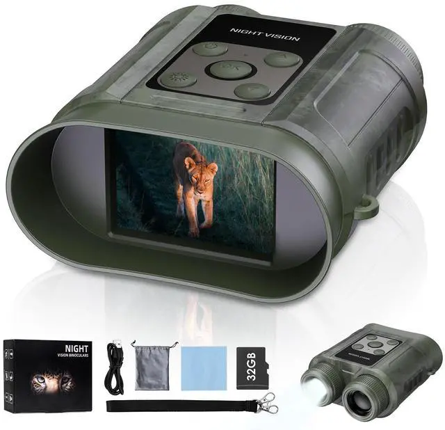 Main image of FCPVHOY Night Vision Goggles,Compact Night Vision Binoculars,32GB Card Included, Photo/Video Capture,Outdoor Tools for Education, Wildlife Watching,Gifts for Boy, Gifts for Men, Gifts for Father Green