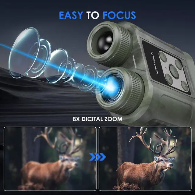 Alt view image 6 of 7 - FCPVHOY Night Vision Goggles,Compact Night Vision Binoculars,32GB Card Included, Photo/Video Capture,Outdoor Tools for Education, Wildlife Watching,Gifts for Boy, Gifts for Men, Gifts for Father Green