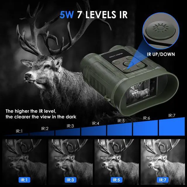 Alt view image 4 of 7 - FCPVHOY Night Vision Goggles,Compact Night Vision Binoculars,32GB Card Included, Photo/Video Capture,Outdoor Tools for Education, Wildlife Watching,Gifts for Boy, Gifts for Men, Gifts for Father Green