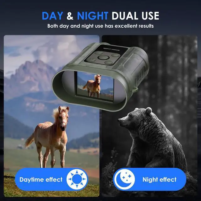 Alt view image 3 of 7 - FCPVHOY Night Vision Goggles,Compact Night Vision Binoculars,32GB Card Included, Photo/Video Capture,Outdoor Tools for Education, Wildlife Watching,Gifts for Boy, Gifts for Men, Gifts for Father Green