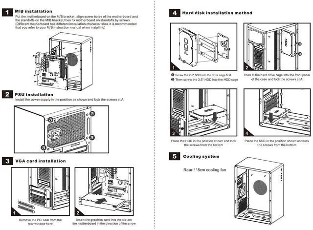 Alt view image 2 of 7 - V200 Micro ATX/ITX Computer Case,Multifunctional Pc Case with Handle, Spcc Side Panel Business case, Support 250mm VGA Card 140mm CPU Cooler (Black)