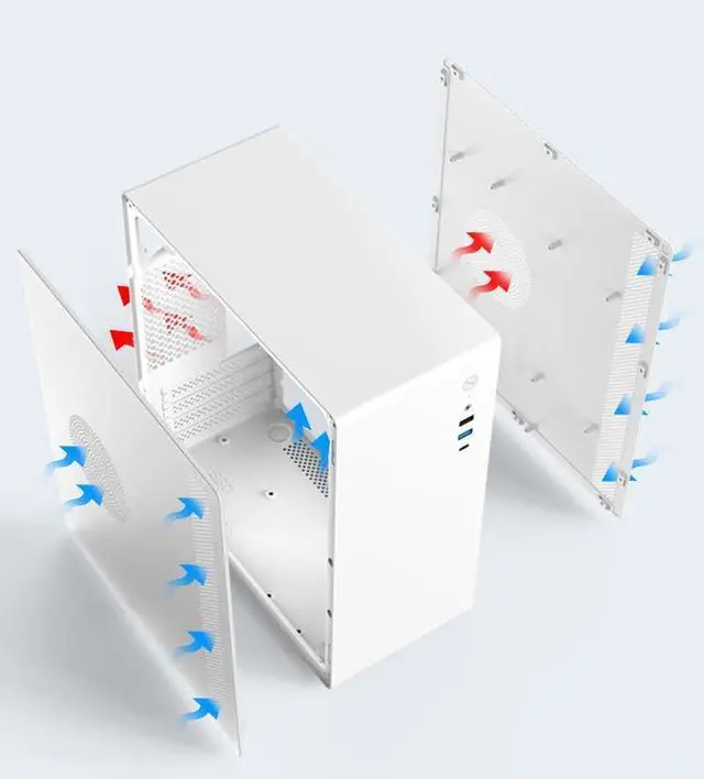 Alt view image 4 of 7 - V100 M-ATX/ITX Computer Case,Multifunctional Pc Case, Business Case with Spcc Side Panel, Support 260mm VGA Card 120mm CPU Cooler (White)