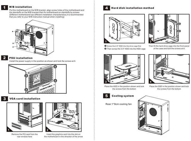 Alt view image 3 of 7 - V100 M-ATX/ITX Computer Case,Multifunctional Pc Case, Business Case with Spcc Side Panel, Support 260mm VGA Card 120mm CPU Cooler (White)