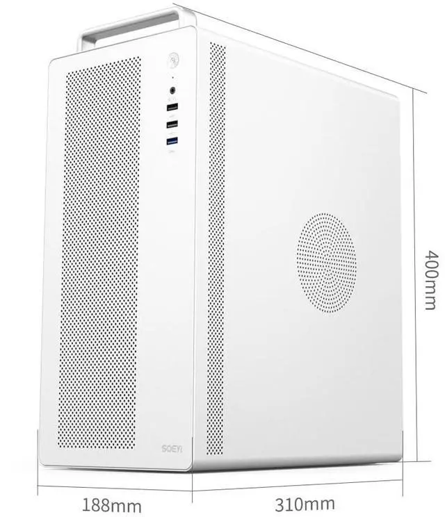 Alt view image 4 of 7 - V281 Micro ATX/ITX Computer Case,Multifunctional Pc Case with Handle, Spcc Side Panel Business case, Support 300mm GPU 165mm CPU Cooler (White)