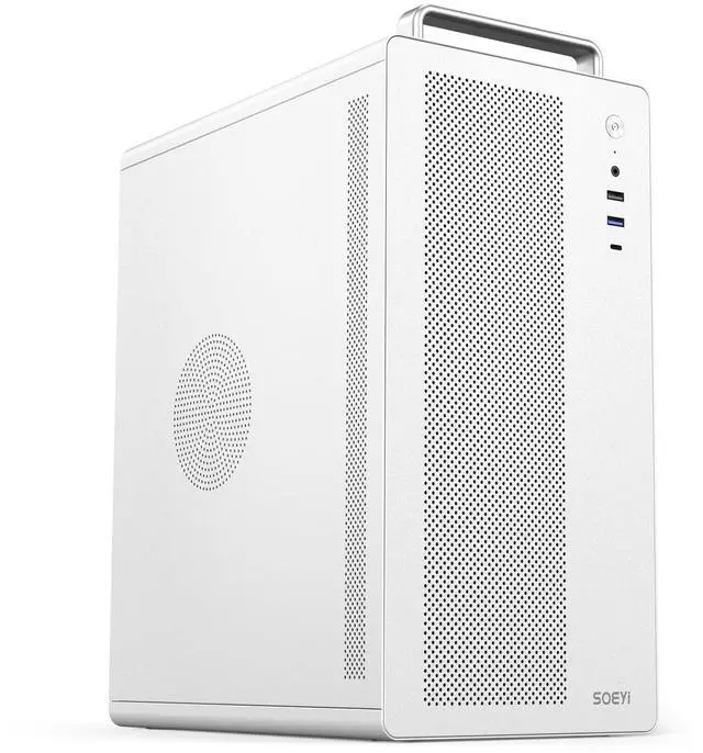Main image of V281 Micro ATX/ITX Computer Case,Multifunctional Pc Case with Handle, Spcc Side Panel Business case, Support 300mm GPU 165mm CPU Cooler (White)