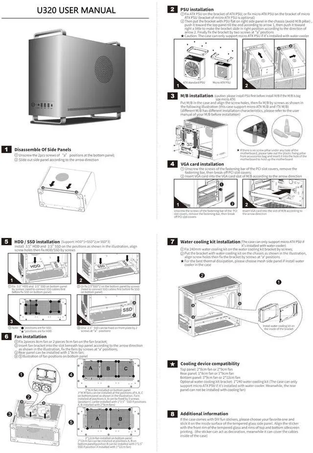 Alt view image 5 of 7 - SOEYi U320 M-ATX/ITX Case, Micro ATX CASE, Portable Desktop Case with Handles, Support 310MM GPU,135mm CPU Cooler and ATX/SFX Power Supply (Black)