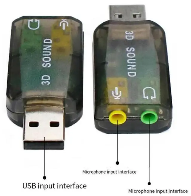 Alt view image 3 of 4 - External USB Sound Card 3D Audio Headset Microphone Adapter For PC Desktop Support For Three-Dimensional Sound