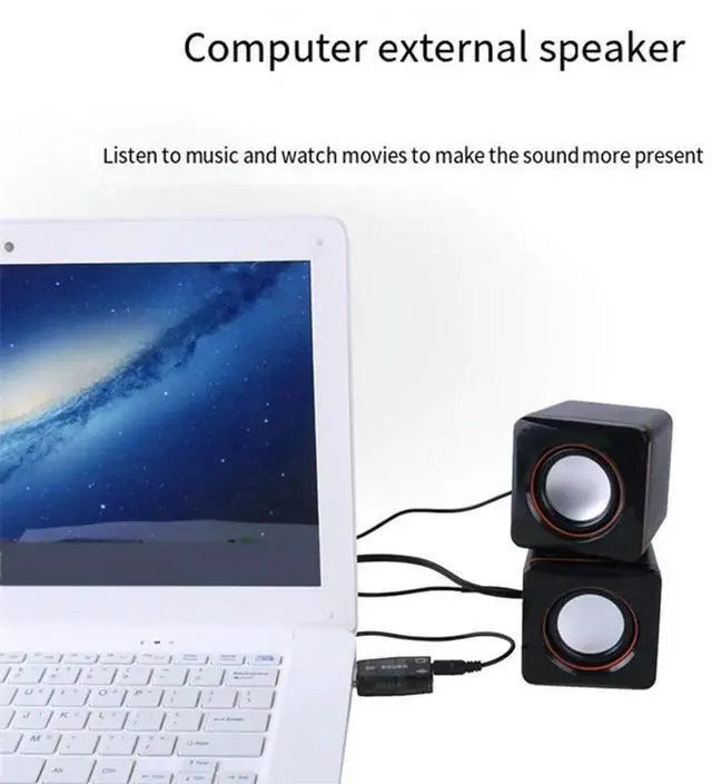 Alt view image 4 of 4 - External USB Sound Card 3D Audio Headset Microphone Adapter For PC Desktop Support For Three-Dimensional Sound