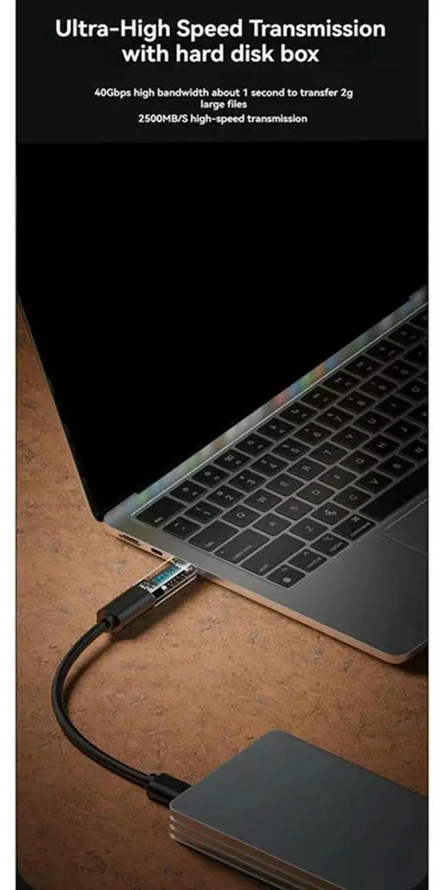 Alt view image 3 of 6 - 3X USB C Adapter LED Wattage Display 140W 40Gbps USB C Extension PD3.1 Type C Connector Type C Power Meter Tester Black
