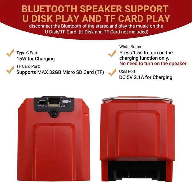 Main image of Portable Bluetooth Speaker for Milwaukee M18 18V _L50A