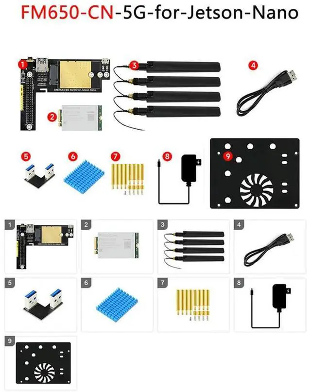Alt view image 3 of 8 - FM650 CN 5G Module For Jetson Nano 5G/4G/3G Expansion Board For Regions With 5G Signal Coverage EU Plug Durable