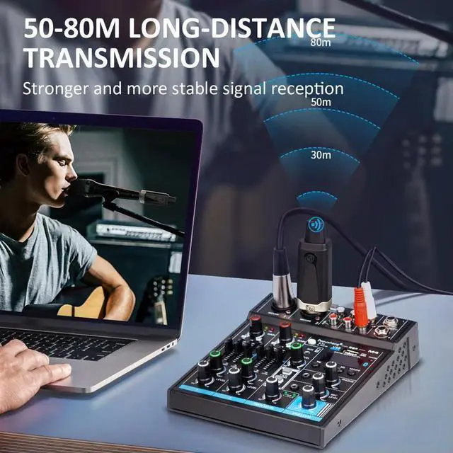 Alt view image 7 of 7 - UHF Wireless Mic System Converter 500-980MHz Mic System Converter Transmitter 1000mAh HD Display Screen for Live Streaming Mixer