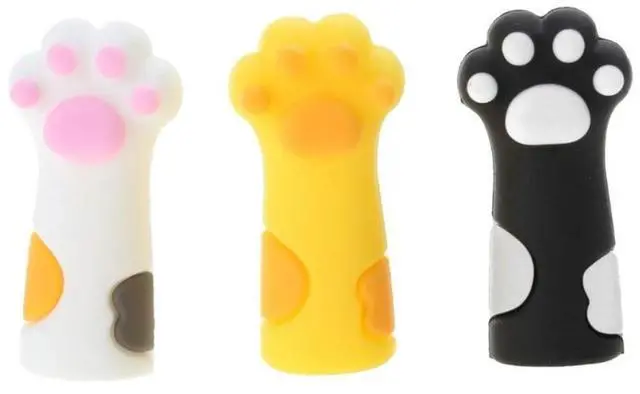 Main image of 3Pieces Cute Cat Paw Pencil Topper Cartoon Pencil Topper Anti-Chewing Silicone Pencil Cap for Kid Student Class Reward