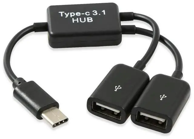 Main image of Type C to 2 USB Port Splitter Multi Hub Converter Multiple Hub Dual Double USB Port Cables One Drag Two Ports Connector