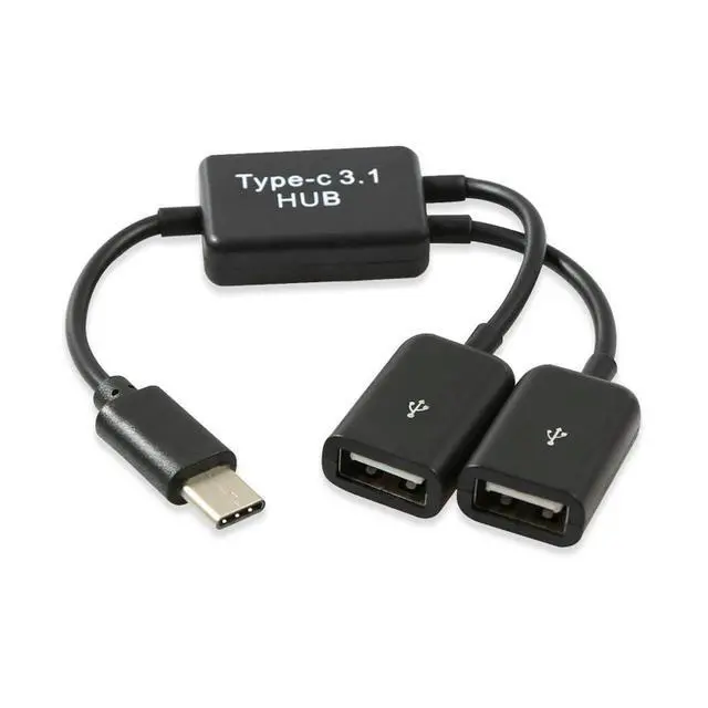 Alt view image 2 of 4 - Type C to 2 USB Port Splitter Multi Hub Converter Multiple Hub Dual Double USB Port Cables One Drag Two Ports Connector