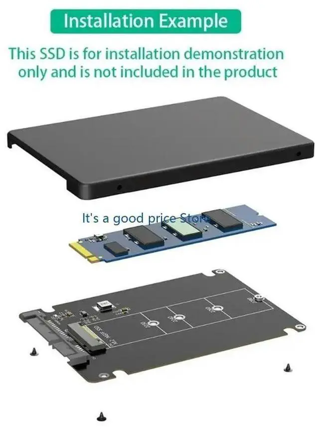 Alt view image 4 of 4 - Multiple Gender M.2 NGFF NVMe to SATA3.0 Expansion Adapter with Black Plastic Case for Enhanceds Connectivitys