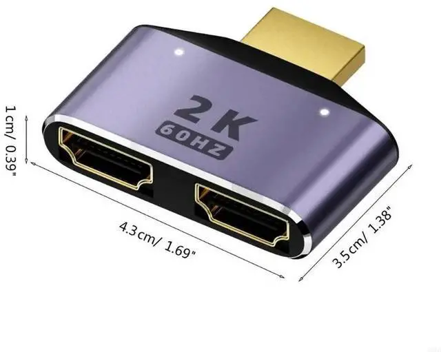 Alt view image 4 of 4 - HDMI-compatible Splitter 1 in 2 Out -2K HDMI-compatible Splitter 1x2 Ports Powered 2K Full UltraHD 1920x1080 3D Support