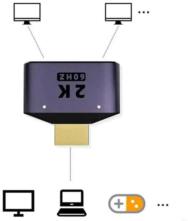 Alt view image 3 of 4 - HDMI-compatible Splitter 1 in 2 Out -2K HDMI-compatible Splitter 1x2 Ports Powered 2K Full UltraHD 1920x1080 3D Support