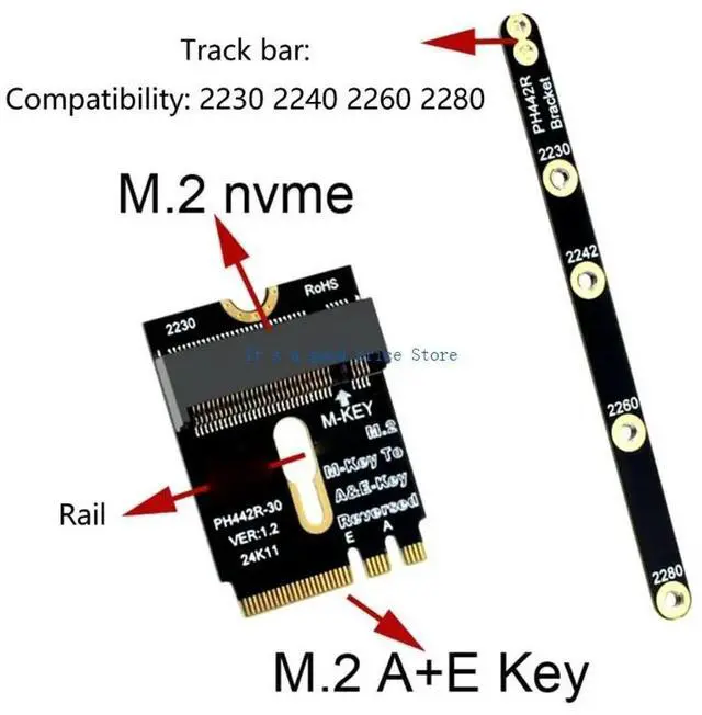 Alt view image 4 of 7 - M.2 A+E to M Key NVMe Adapter PCIE4.0 M.2 Key E/A+E to NVME Adapter PCIE Support for 2230 2242 2260 Laptop Desktop