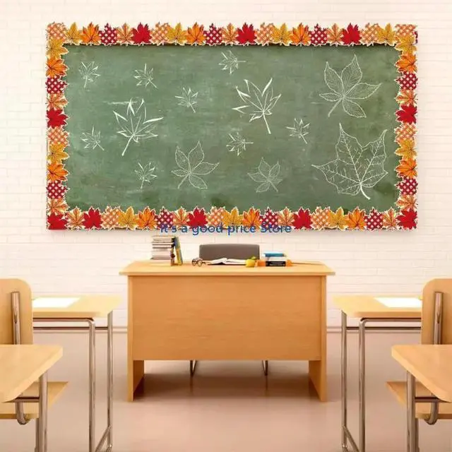Alt view image 4 of 4 - Bulletin Board Border 32.8ft Thanksgiving Leaf Border Trim Wall Sticker for Classroom Whiteboards Chalkboard Decoration