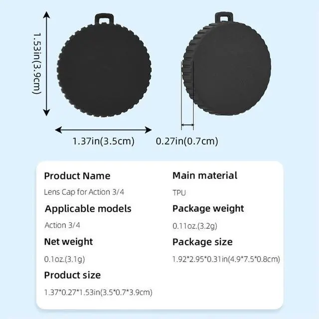 Main image of TPU Lens Cap Cover Anti-Scratch Protective Cover Shockproof Lens Protector Anti-Stain for Osmo Action 4/Action 3 Lens Cover