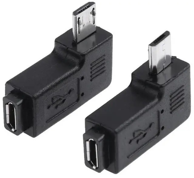 Main image of 2Pcs Micro USB Female To Micro USB Male Connector Left Right Right Angled 90 Degree Micro USB To Micro USB Adapter Plug