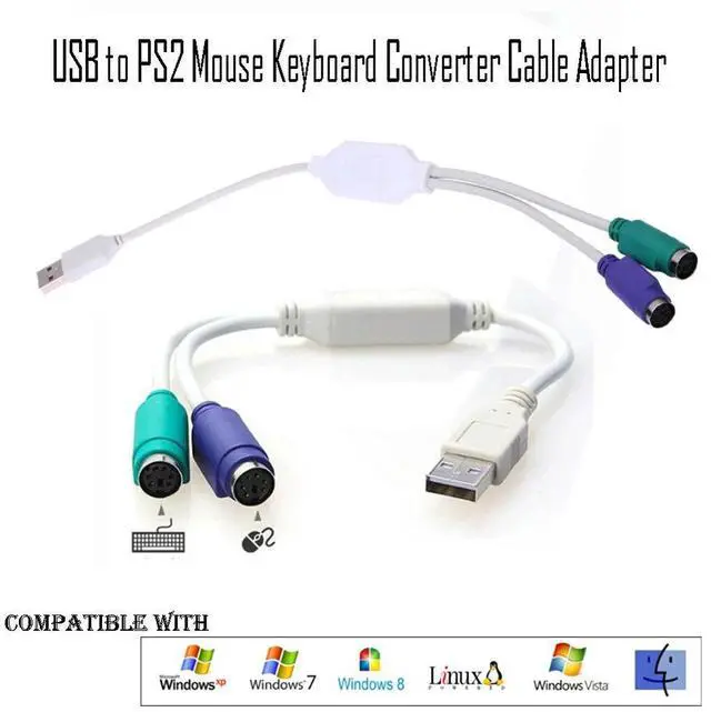 Alt view image 4 of 7 - USB to PS2 Mouse Keyboard Converter U-port to Round Port Cable Line Adapter