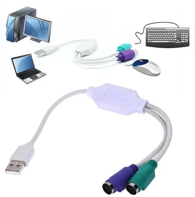 Alt view image 3 of 7 - USB to PS2 Mouse Keyboard Converter U-port to Round Port Cable Line Adapter
