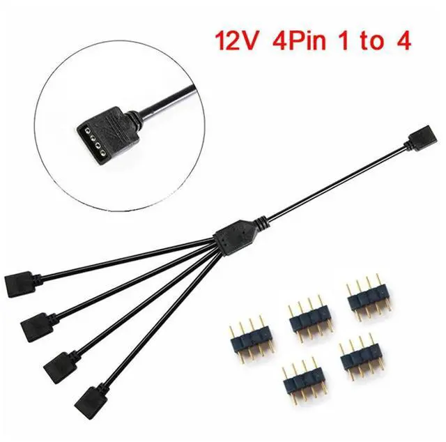 Main image of 1 To 4 4pin Extension Cable 12V 30cm Rgb Connector Computer Accessories Rgb Splitter Adapter for Aura Led Light Bar for /