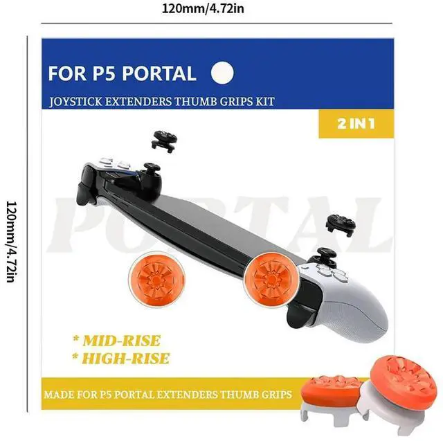 Alt view image 4 of 7 - Thumb Grips Caps 1 High-Rise 1 Mid-Rise Joystick Caps Non-Slip Rocker Cap for PS5 Portal for Portal Remote Player
