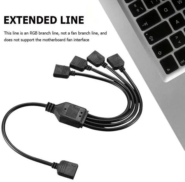 Alt view image 4 of 7 - 1 to 4 Extension Cable 5V Computer Motherboard Extension Cord with Plug-in Function for LED Strip