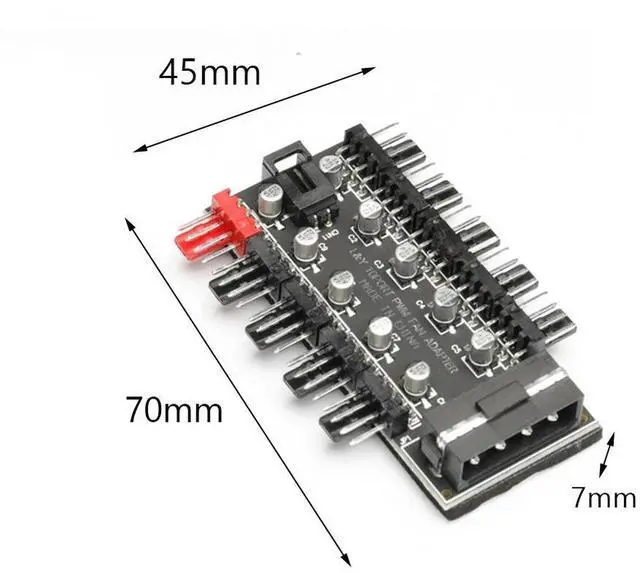 Alt view image 2 of 7 - Motherboard 1 to 10pin Fan 4 Pin PWM Fan HUB Splitter Extension Power Supply Socket PC Speed Controller Adapter Converter