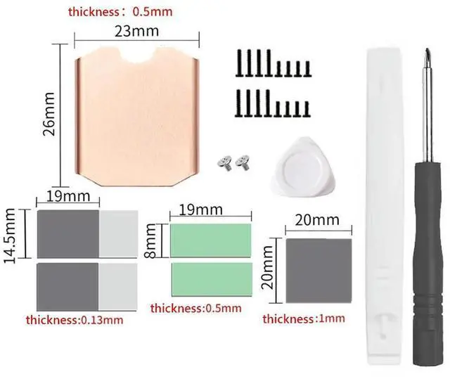 Alt view image 2 of 7 - Heat Sink Copper with Silicone Pad Heat Radiator Antioxidant Game Console Accessories for Steam Deck M.2 2230 SSD