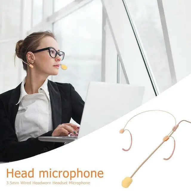 Alt view image 4 of 4 - 3.5 Mm Plug Head-Mounted Wired Microphone for Wireless Bodypack Transmitter Headset Mini Mic for Conference Guide Speech Teacher