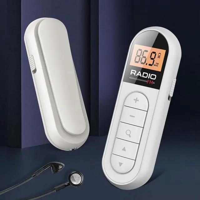 Alt view image 2 of 4 - FM Radio Backlight LCD Display Mini Pocket Clip Radio with 3.5mm Headphones Personal Walkman Radio 76-108MHZ for Walking Jogging