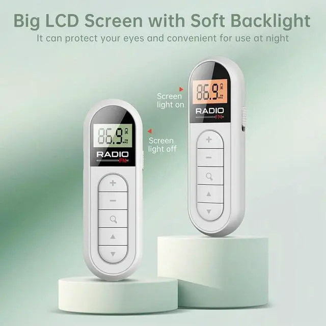 Alt view image 4 of 4 - FM Radio Backlight LCD Display Mini Pocket Clip Radio with 3.5mm Headphones Personal Walkman Radio 76-108MHZ for Walking Jogging