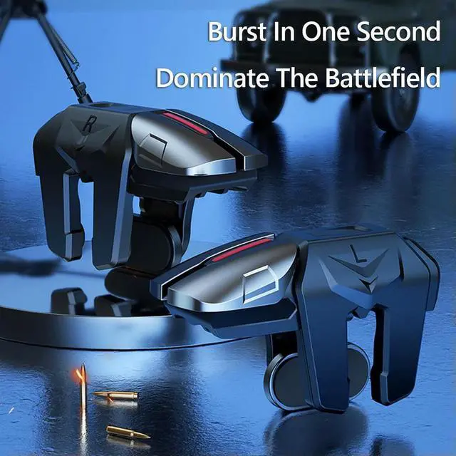 Alt view image 4 of 4 - 2pcs Mobile Gamepad Trigger Joystick Latency-Free Control for PUBG Game Shooter Fire Button Controller for Android Phone