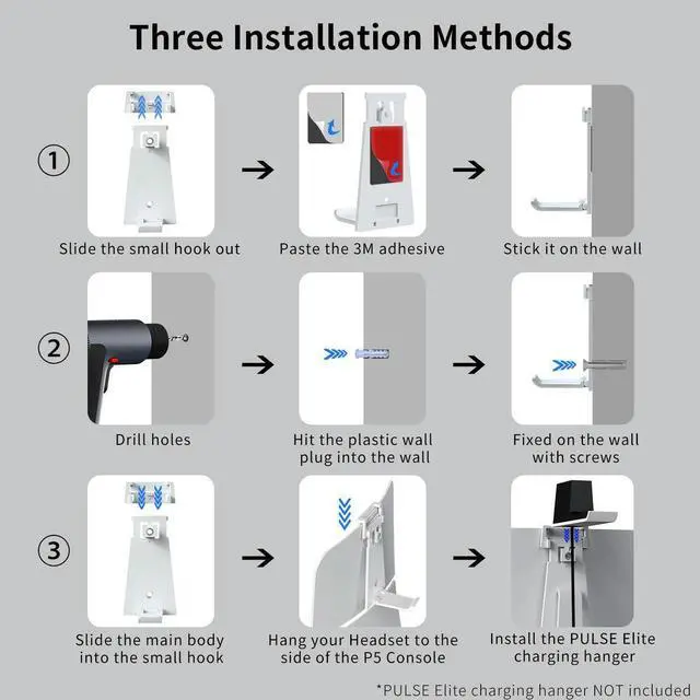 Alt view image 4 of 7 - Wall Mount Controller & Headset Holder Stable Space Saving for PS5 Slim/PS5 Console for 5 Slim/5