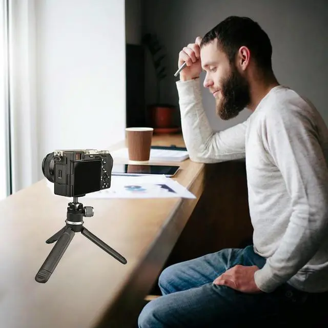 Alt view image 4 of 7 - Extendable Tripod with 1/4 Screw Mount Camera Handle Grip Portable Table Tripod for Video Recording/Selfies/Live Stream/Vlogging