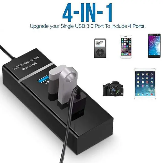 Alt view image 3 of 7 - Universal USB Hub Docking Station PC Accessory Plug-and-Play (4 Port-120cm)