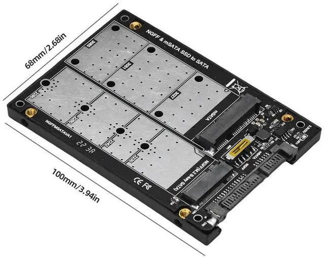 Alt view image 4 of 4 - 2 in 1 Combo M.2 NGFF MSATA SSD To SATA 3.0 Converter Card M.2 NGFF B-key & MSATA SSD To SATA 3.0 Converter for PC Laptop