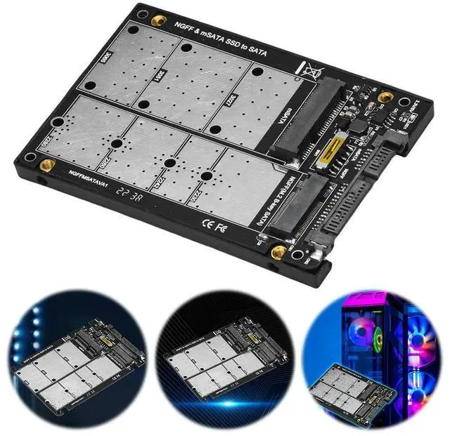Alt view image 2 of 4 - 2 in 1 Combo M.2 NGFF MSATA SSD To SATA 3.0 Converter Card M.2 NGFF B-key & MSATA SSD To SATA 3.0 Converter for PC Laptop