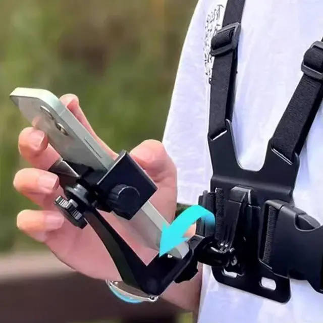 Alt view image 2 of 7 - Phone Chest Mount Harness Holder Adjustable Chesty Body Mount Vest & Body Holder for Most Cell Phones Action Cameras POV/VLOG
