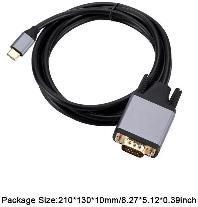 Alt view image 2 of 7 - Type-C To VGA Adapter Aluminum Alloy USB 3.1 Type-C To VGA USB-C Cable Converter USB3.1 HD Screen Cord for MacBook Projector
