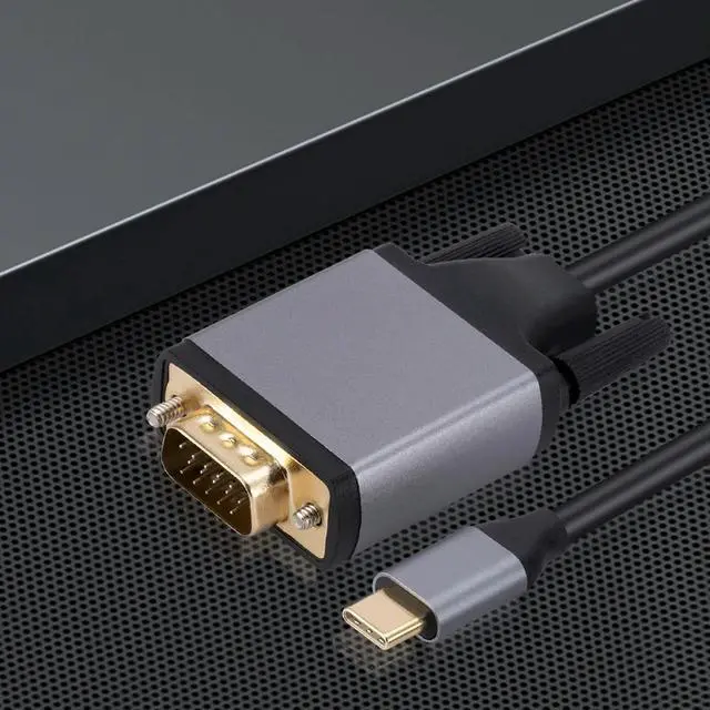 Alt view image 3 of 7 - Type-C To VGA Adapter Aluminum Alloy USB 3.1 Type-C To VGA USB-C Cable Converter USB3.1 HD Screen Cord for MacBook Projector