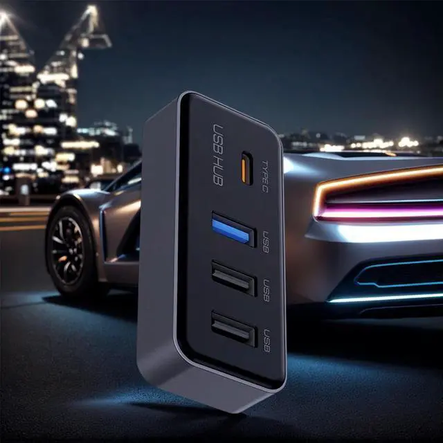 Alt view image 5 of 7 - 4 Ports Glove Box USB Hub Docking Station USB Adapter for Tesla Model 3 Model Y Car Accessories