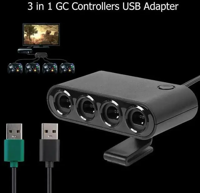 Alt view image 5 of 8 - 3 in 1 4 Port Game Controller Adapter Computer Cable Fit for Nintend Switch/Wiiu